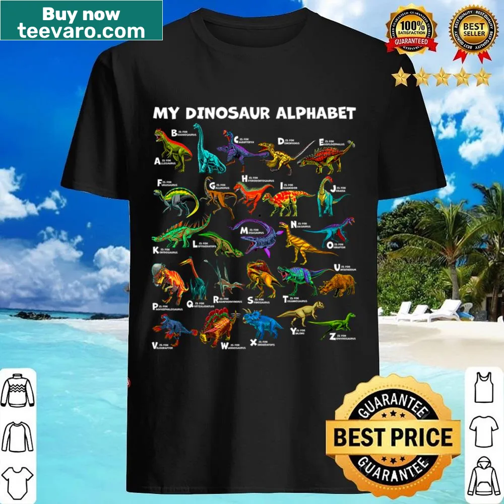 Alphabet A-Z dinosaur illustrations for educational kids' shirt
