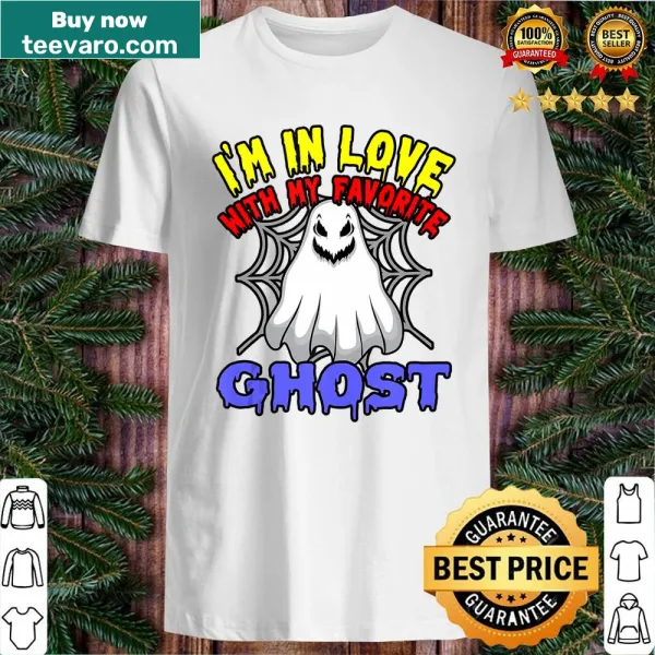 Cute ghost with pumpkins and skeletons on a Halloween shirt