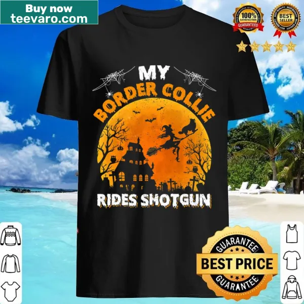 Halloween shirt featuring a Border Collie in a car