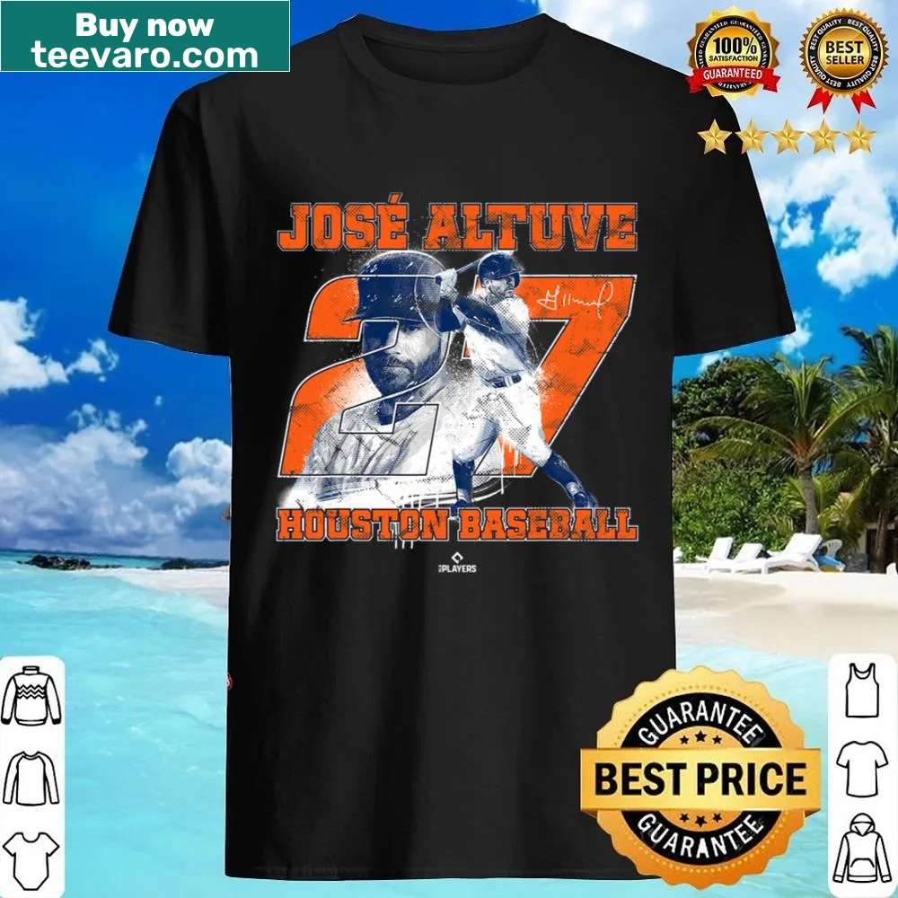 Jose Altuve portrait and number on Houston baseball shirt