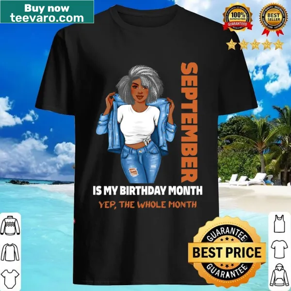 Black T-shirt declaring September as birthday month