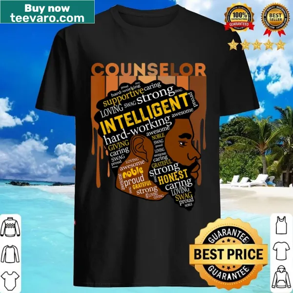 Proud School Counselor shirt with melanin and beard graphics