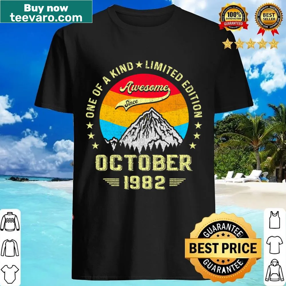 Vintage 40th birthday shirt declaring awesome since 1982