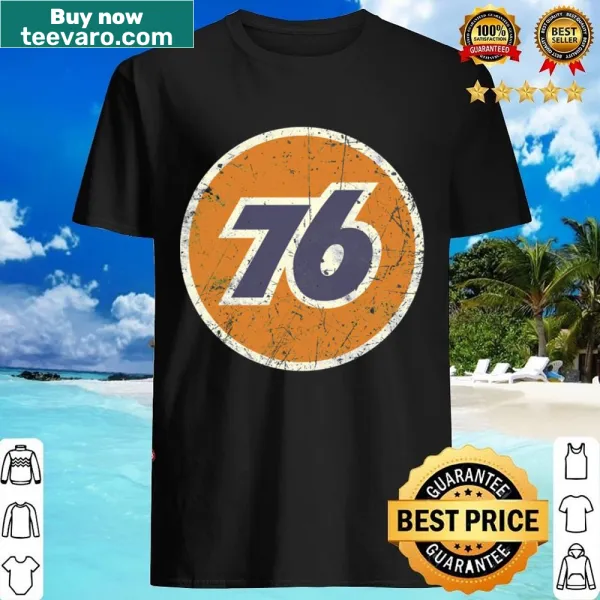 Vintage distressed shirt featuring the 76 Oil Union logo