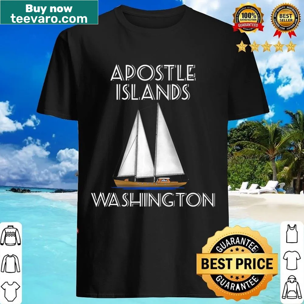 Shirt with an illustration of the Apostle Islands, perfect for boating lovers.