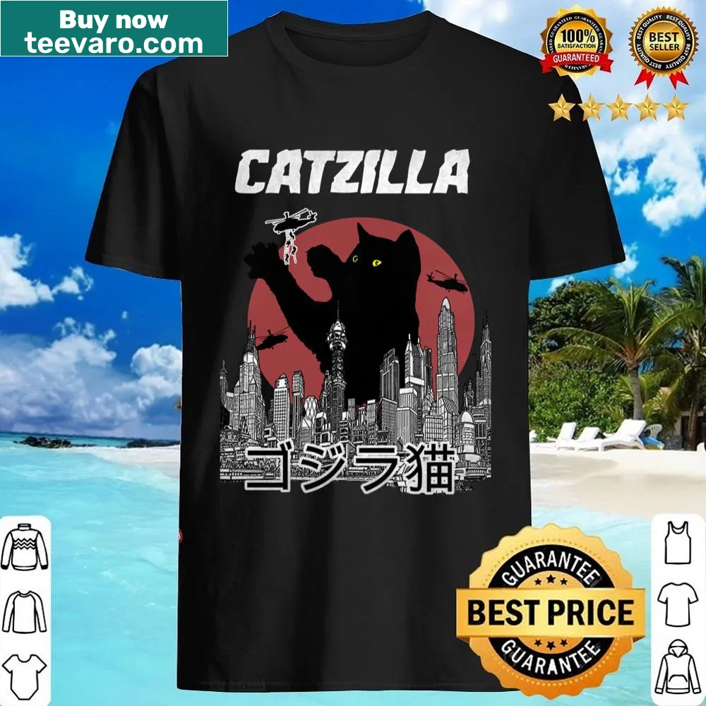 Vintage Catzilla graphic t-shirt featuring a giant cat illustration