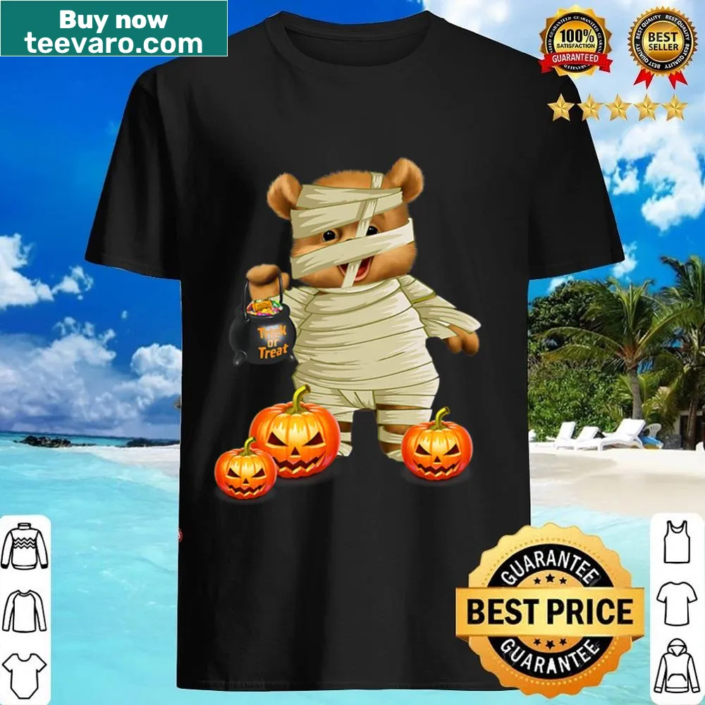Cartoon mummy bear and pumpkin Halloween themed shirt