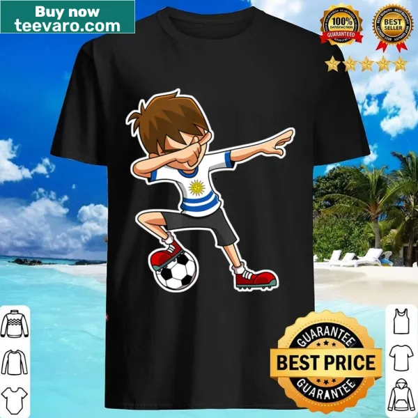 Cartoon dabbing soccer boy design for Uruguay