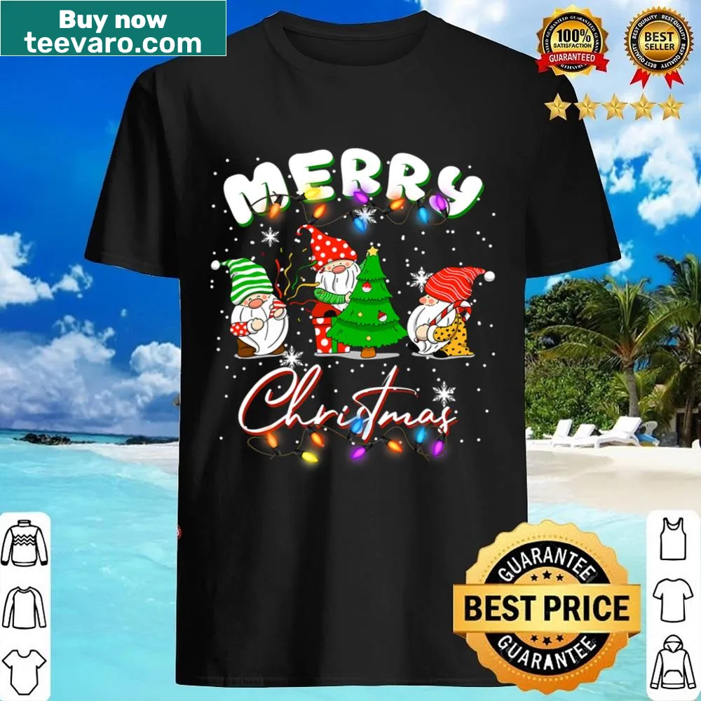 Cheerful gnome design for Christmas with garden elements.