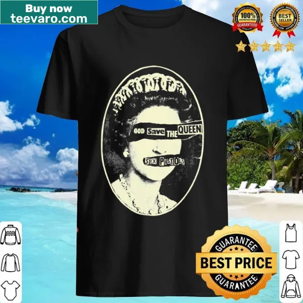Retro punk rock T-shirt featuring 'God Save The Queen' graphic
