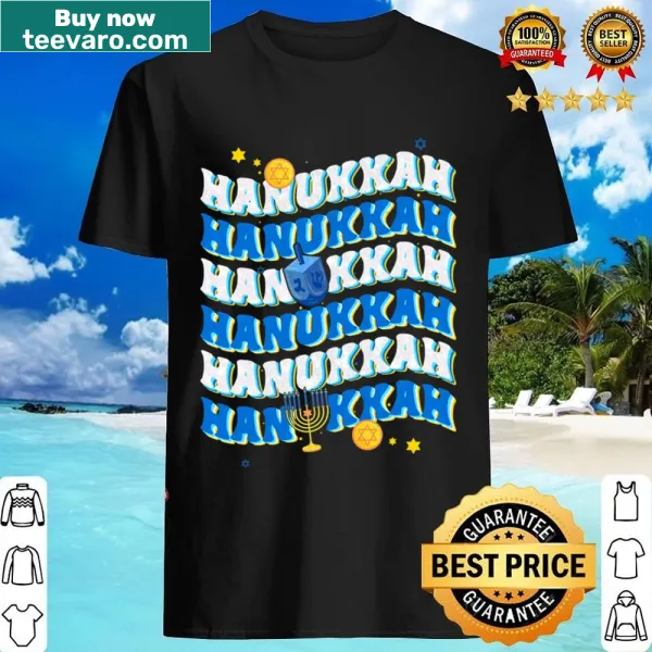 Retro Happy Hanukkah shirt with playful typography