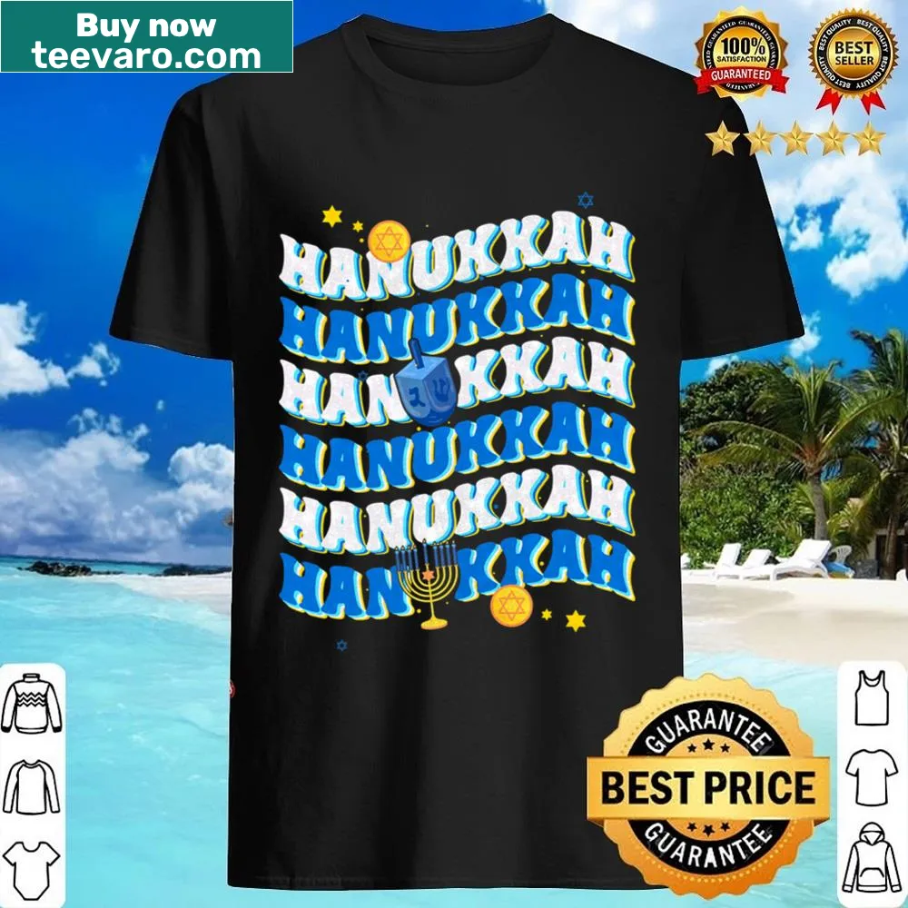 Retro Happy Hanukkah shirt with playful typography