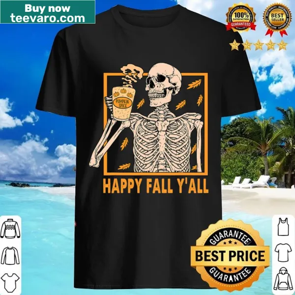 Skeleton with pumpkin spice theme for Halloween