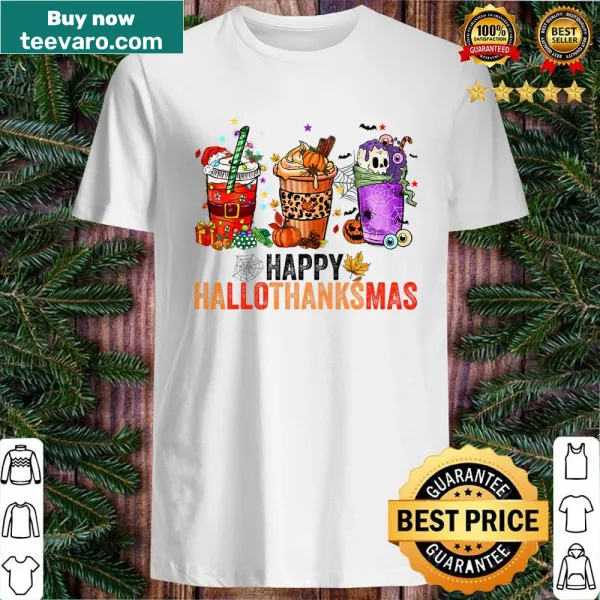 Festive shirt combining elements of Halloween, Thanksgiving, and Christmas