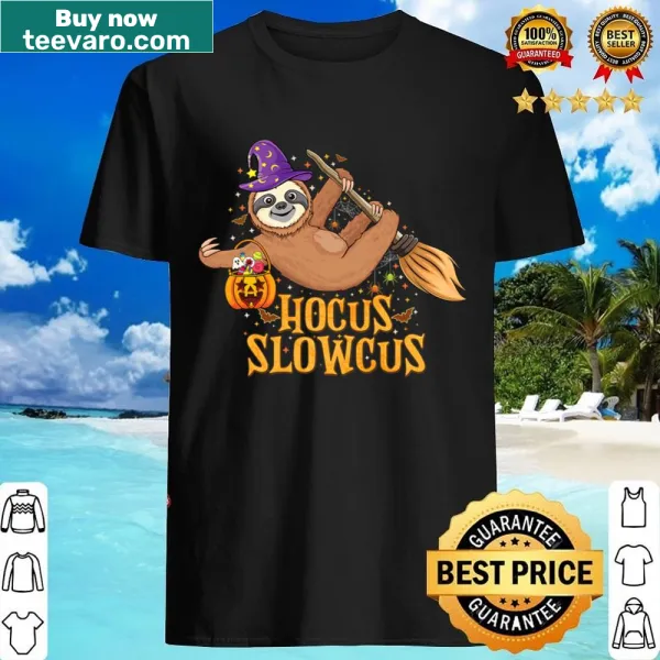 Cute sloth in witch hat Halloween shirt design