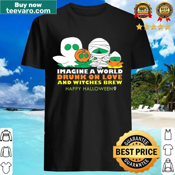 Shirt with whimsical phrase about love and witches brew