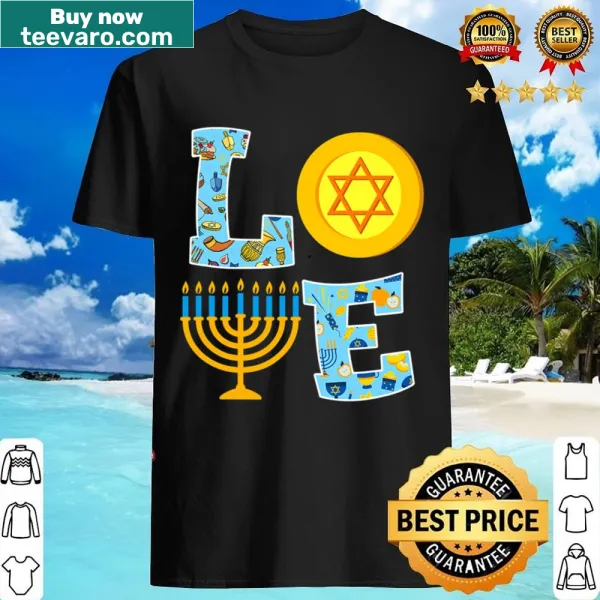 Cute Hanukkah decorations with dreidels and menorahs