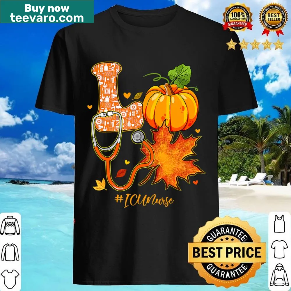 Fall-themed shirt for ICU nurses with pumpkins