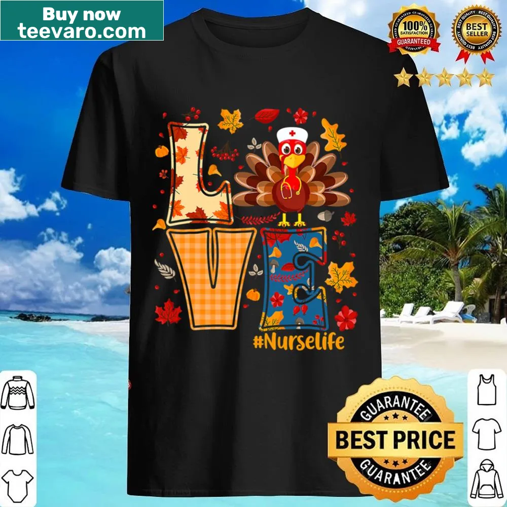 Thanksgiving-themed t-shirt for nurses with turkey design.