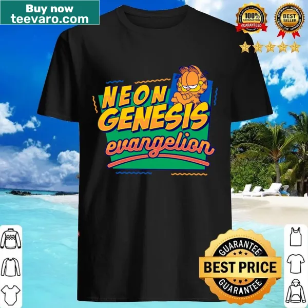 Garfield illustrated in Neon Genesis Evangelion style on a shirt