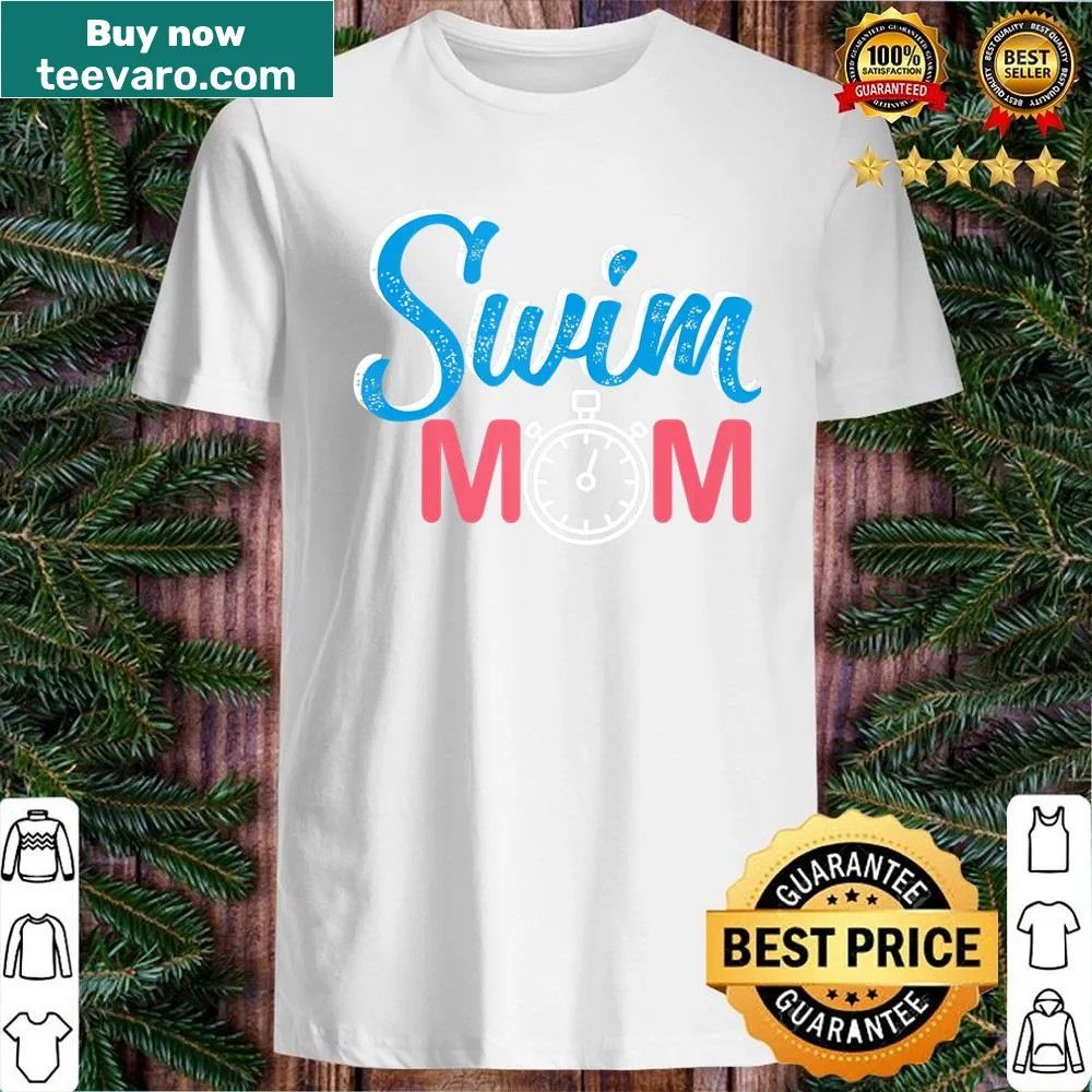 Funny swim mom shirt with playful typography