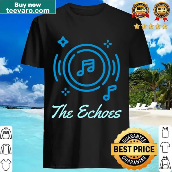 Graphic tee featuring sound waves design representing music.