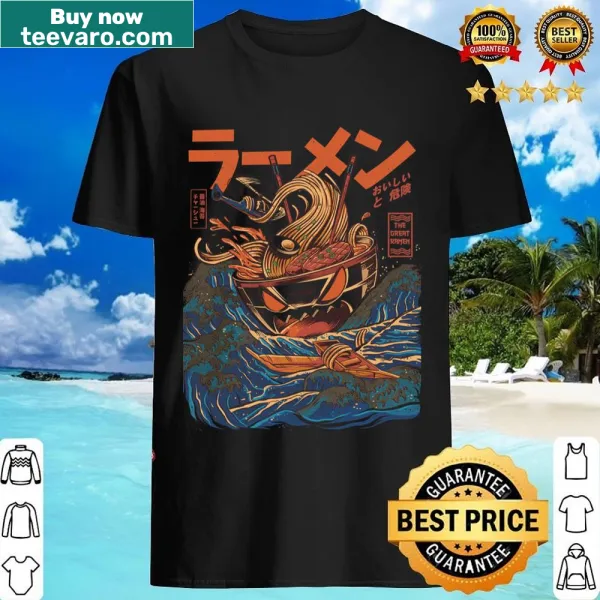 Whimsical ramen graphic inspired by Japanese art