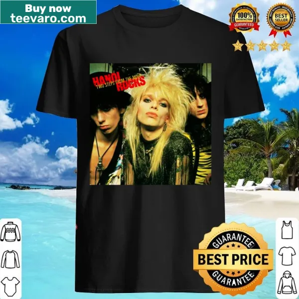 Vintage-inspired shirt featuring Hanoi Rocks music graphics