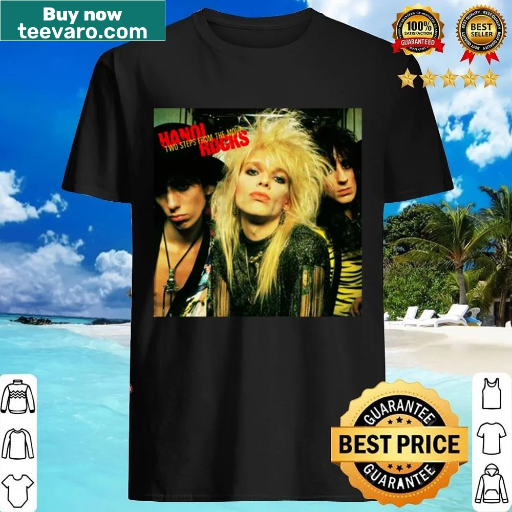 Vintage-inspired shirt featuring Hanoi Rocks music graphics