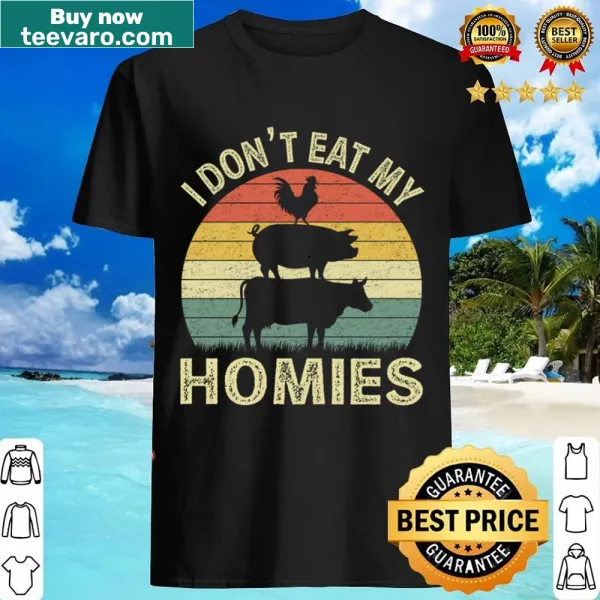 Vintage-style vegan shirt with humorous text about animal rights
