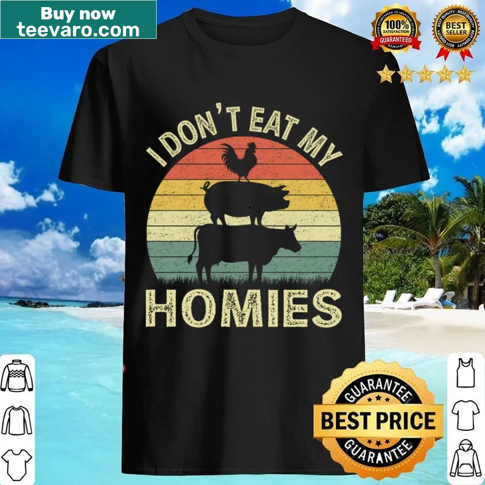 Vintage-style vegan shirt with humorous text about animal rights