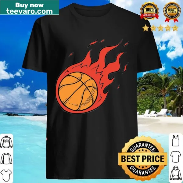 Dynamic volleyball graphic with fire and ocean elements on shirt