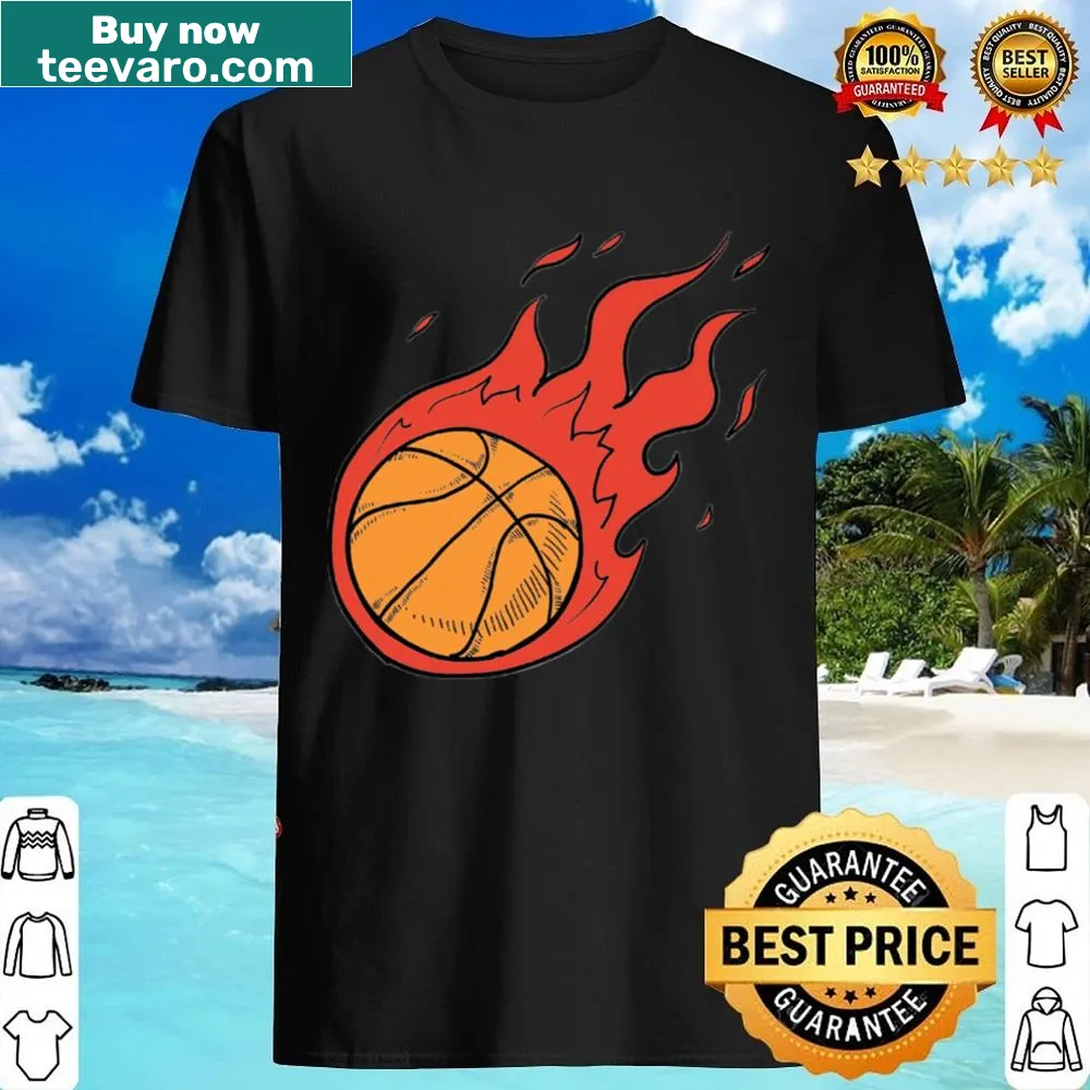 Dynamic volleyball graphic with fire and ocean elements on shirt