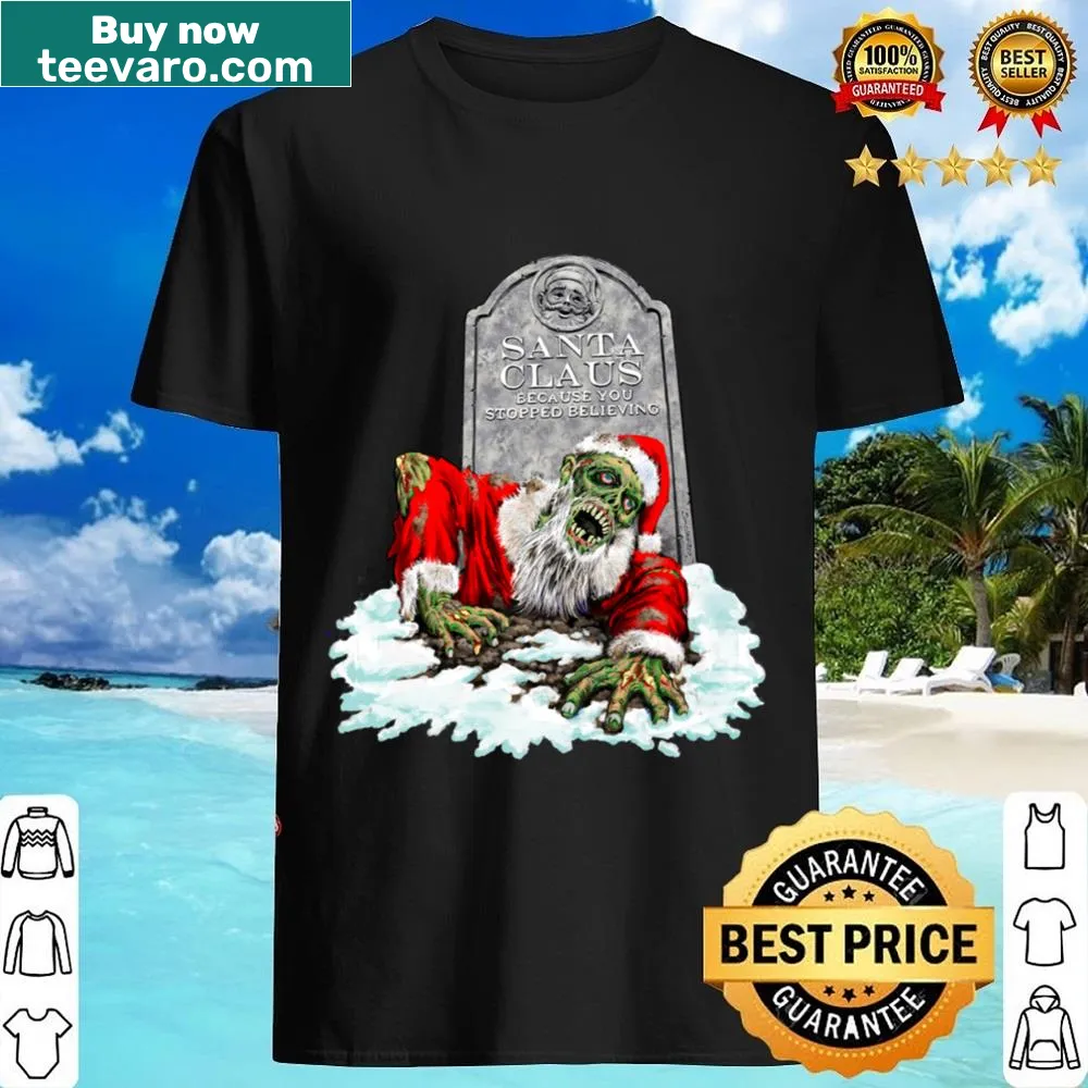 Zombie-themed Christmas horror T-shirt with a festive twist