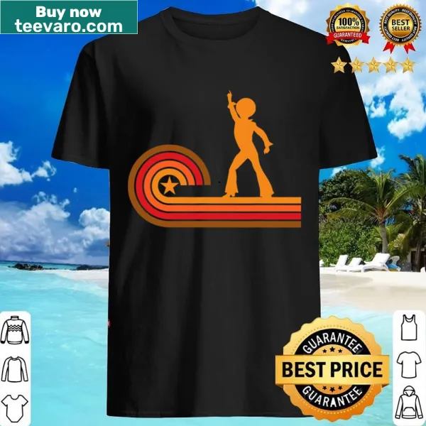 Vintage disco dancer silhouette shirt celebrating the 1970s