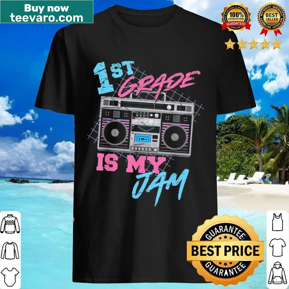 Vintage distressed shirt with the phrase '1st Grade Is My Jam'