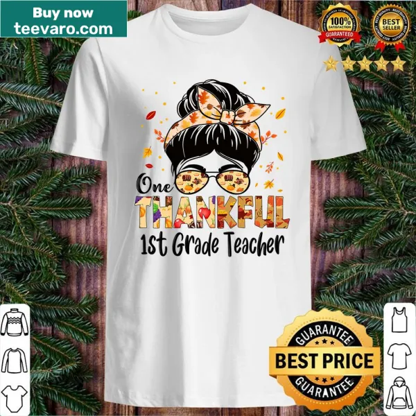 Thankful teacher shirt featuring a messy bun and playful text