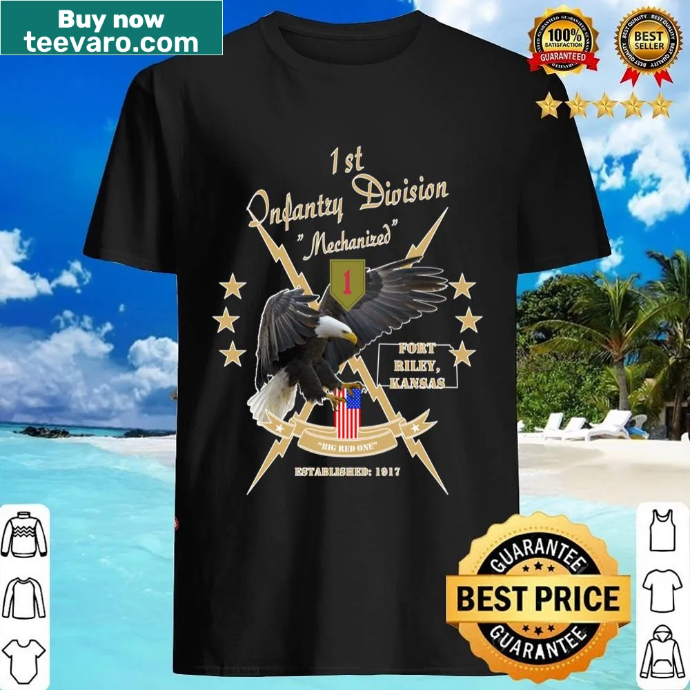 Veteran shirt with 1st Infantry Division eagle design on dark background