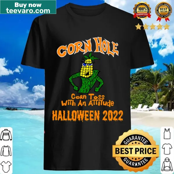 Humorous cornhole-themed shirt design