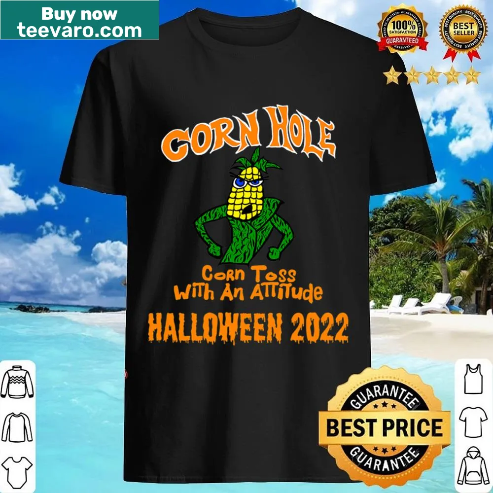 Humorous cornhole-themed shirt design