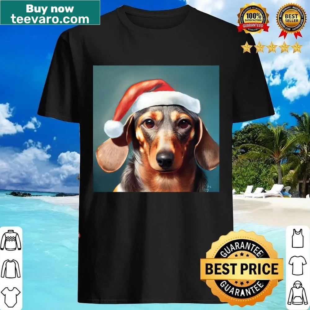 Festive dachshund graphic on a Christmas shirt for dog lovers