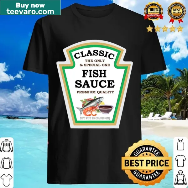 Funny Fish Sauce Halloween shirt with cartoon sauce design.
