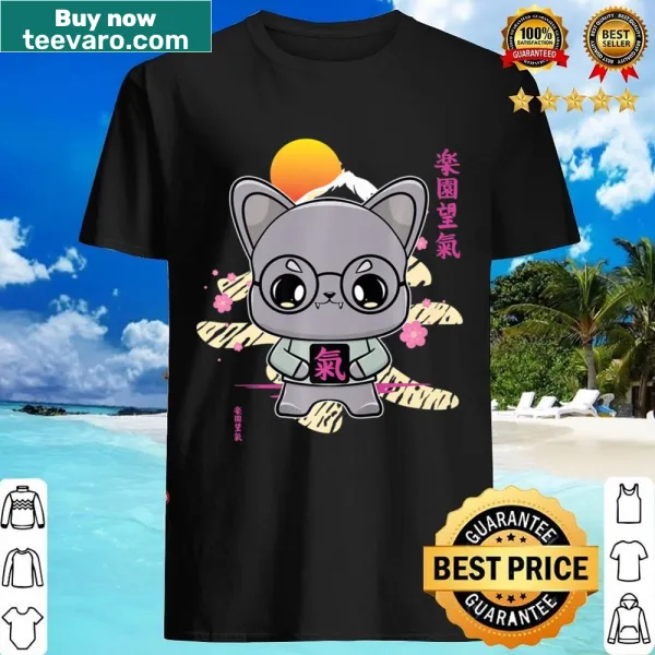 Anime-style French Bulldog with Kanji characters on a shirt