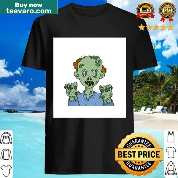 Cartoon monster graphic on a sleeveless Halloween-themed shirt