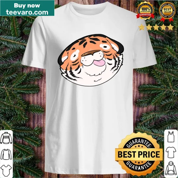 Illustrated chubby tiger graphic on a cheerful t-shirt