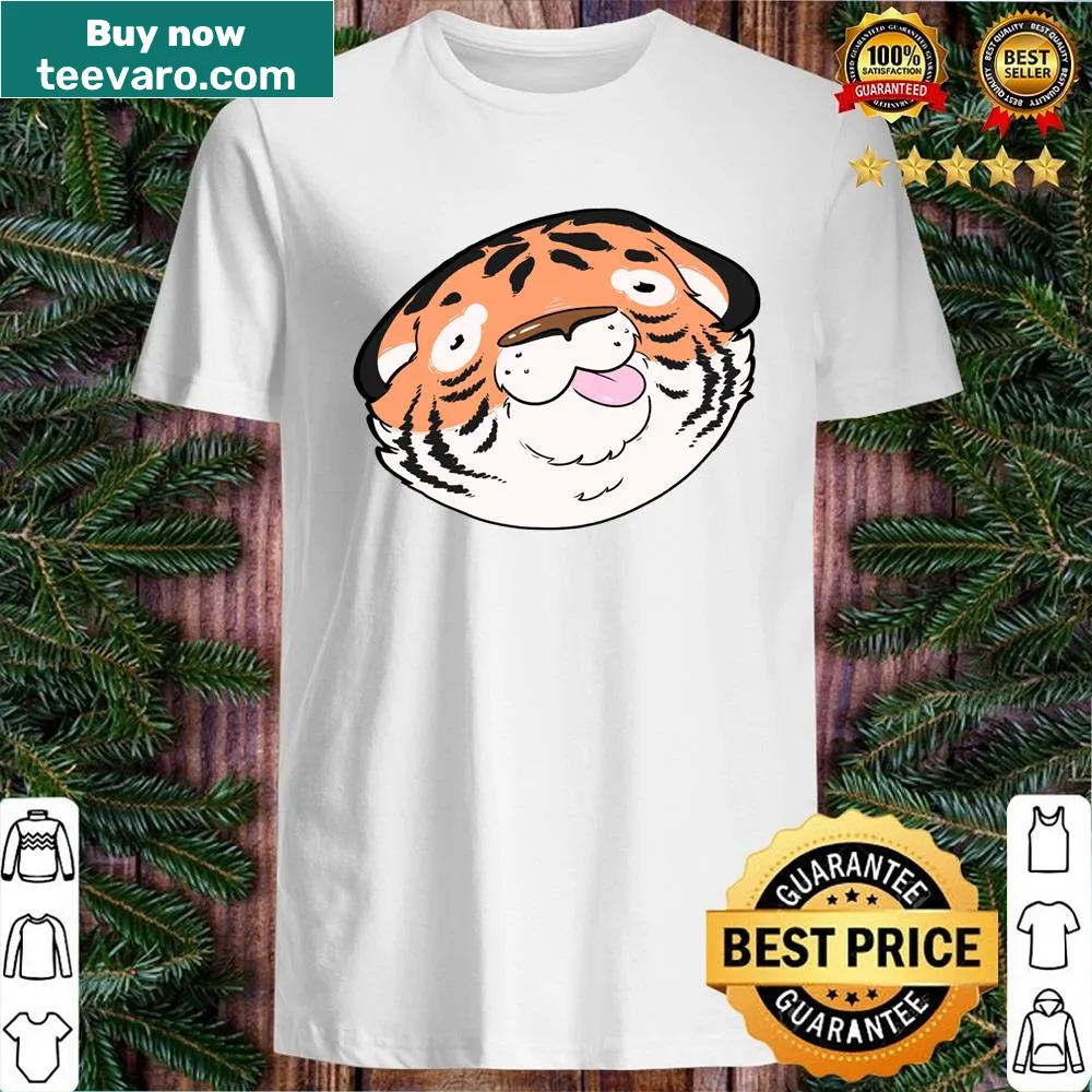 Illustrated chubby tiger graphic on a cheerful t-shirt