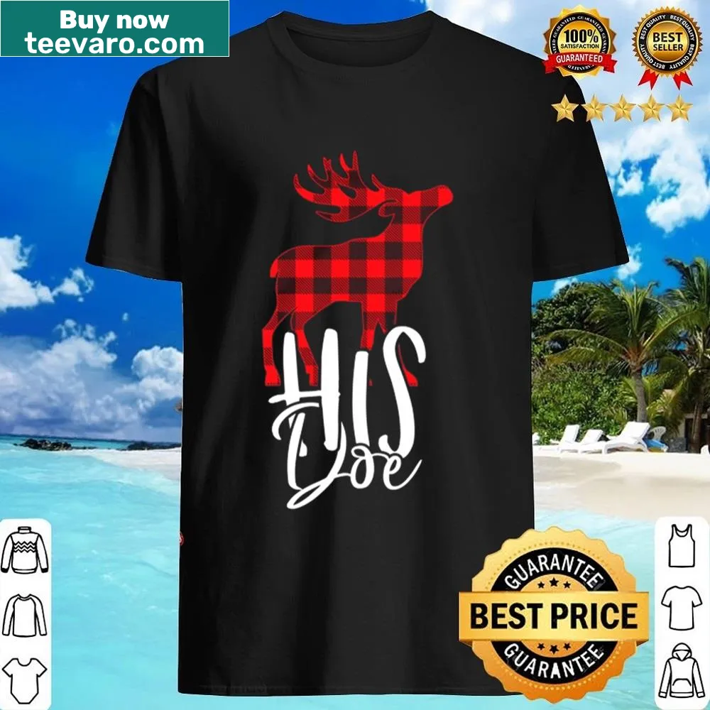 Illustrated couples shirt with buck and doe designs