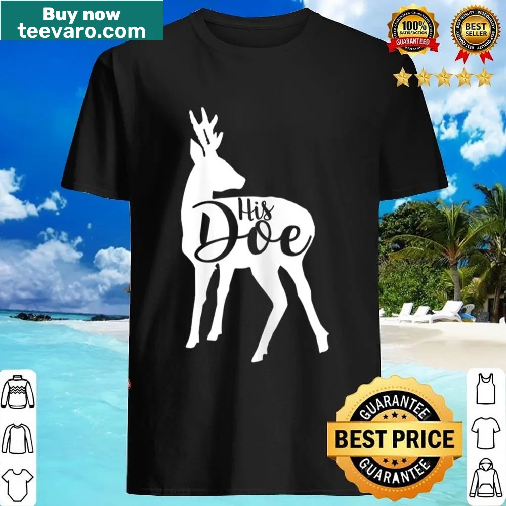 Matching Christmas shirts for couples with His Doe text