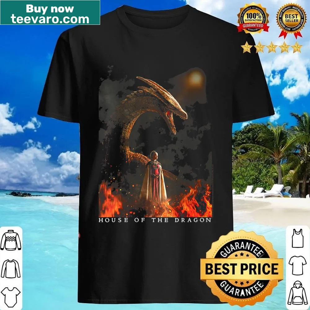 V-neck shirt featuring Rhaenyra with her dragon from House of the Dragon
