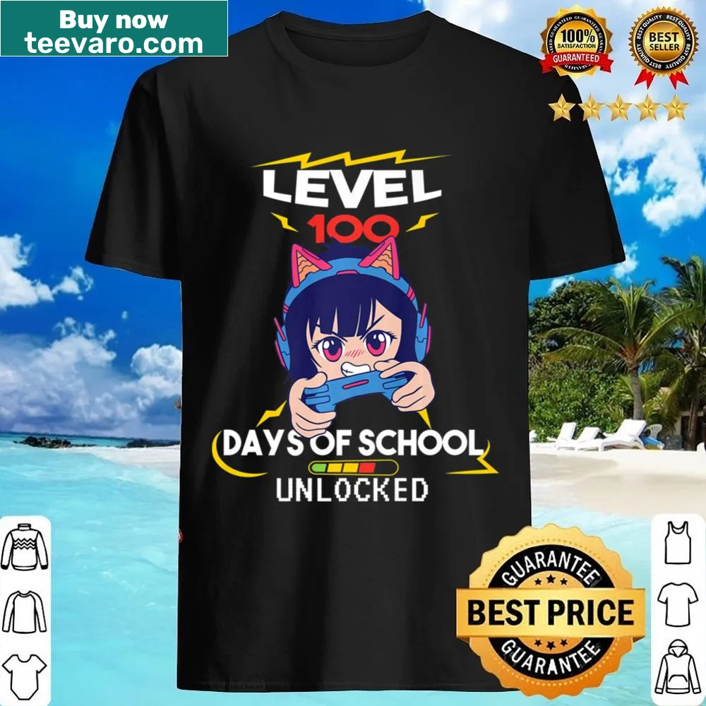 Kawaii anime shirt celebrating 100 days of school unlocked